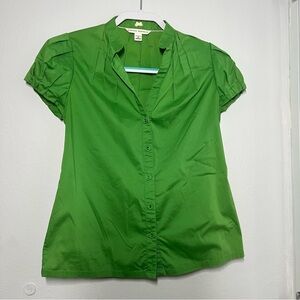 Vibrant Green Button-Down Blouse